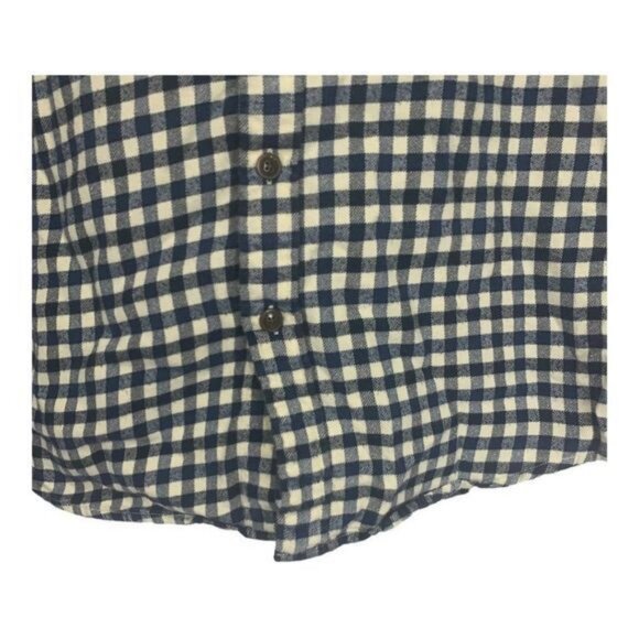 Lands End Mens Size Medium Navy & White Flannel Button-Down Shirt - Picture 3 of 6